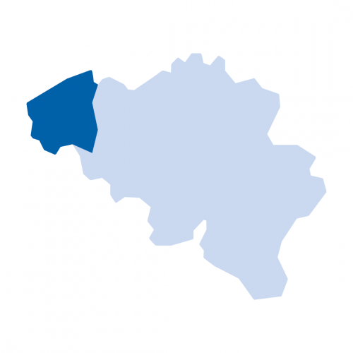 West-Vlaanderen uitgelicht op de kaart van België