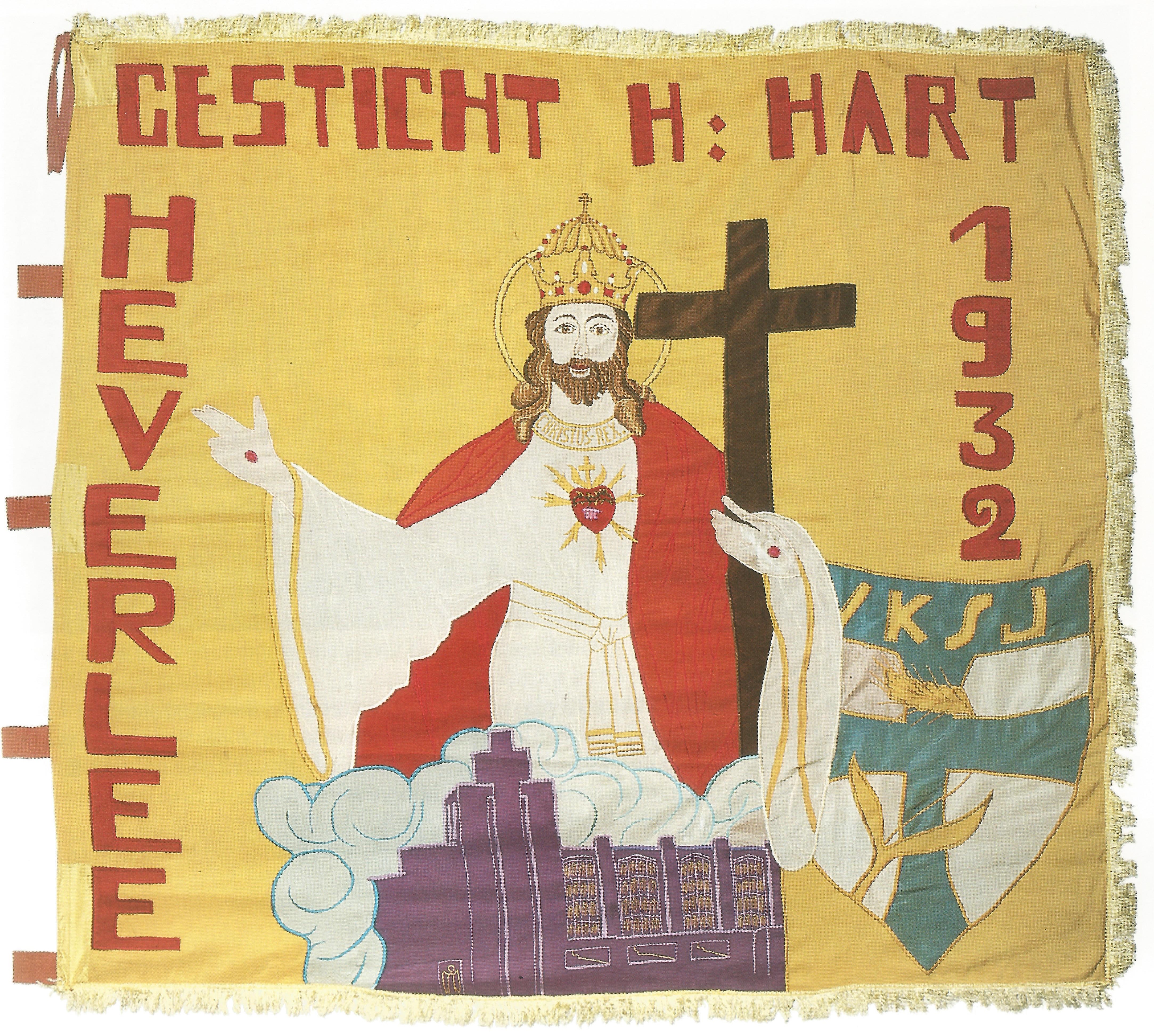 Een historische vlag van VKSJ Heverlee
